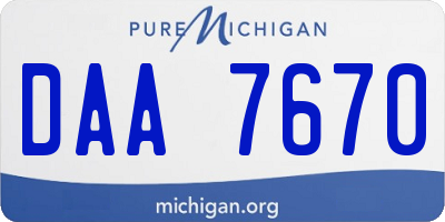 MI license plate DAA7670