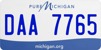 MI license plate DAA7765