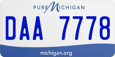 MI license plate DAA7778