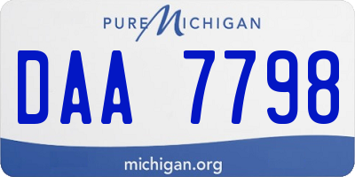 MI license plate DAA7798