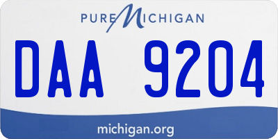 MI license plate DAA9204
