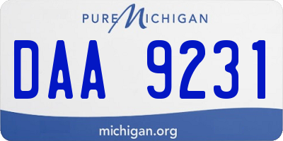 MI license plate DAA9231