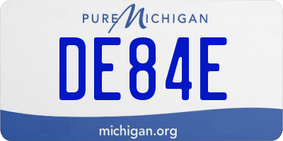 MI license plate DE84E