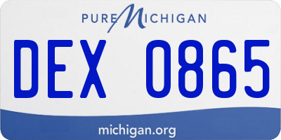 MI license plate DEX0865