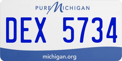 MI license plate DEX5734