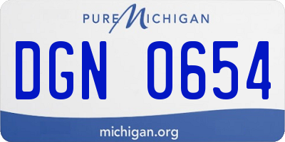 MI license plate DGN0654