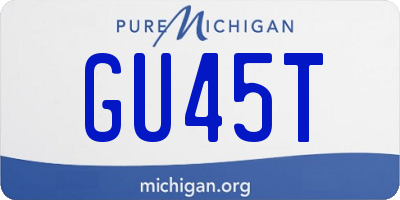 MI license plate GU45T