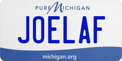 MI license plate JOELAF