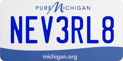 MI license plate NEV3RL8