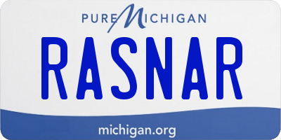 MI license plate RASNAR