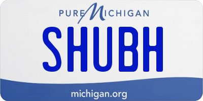 MI license plate SHUBH
