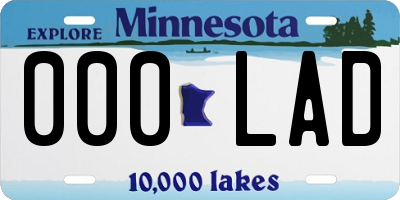MN license plate 000LAD