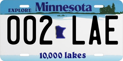 MN license plate 002LAE