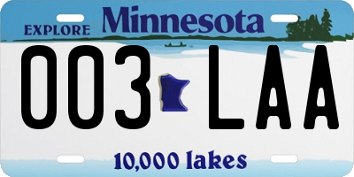 MN license plate 003LAA