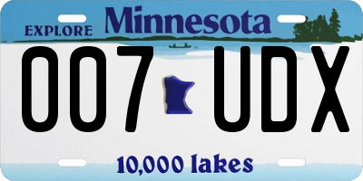 MN license plate 007UDX