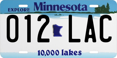 MN license plate 012LAC