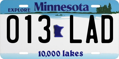 MN license plate 013LAD