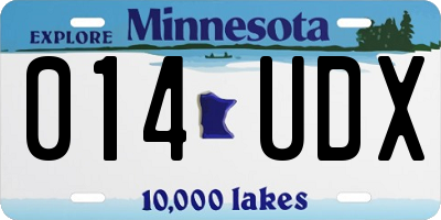 MN license plate 014UDX