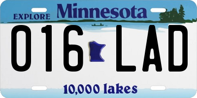 MN license plate 016LAD