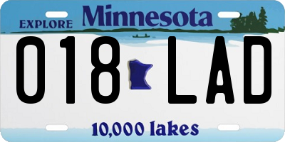 MN license plate 018LAD