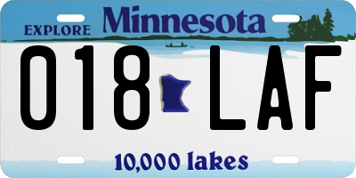 MN license plate 018LAF