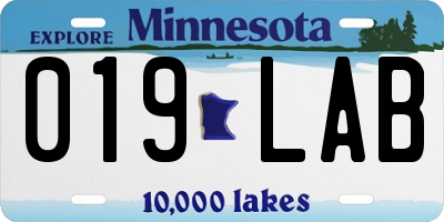 MN license plate 019LAB