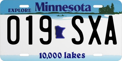 MN license plate 019SXA