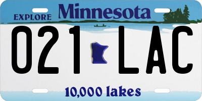 MN license plate 021LAC