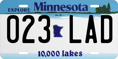 MN license plate 023LAD
