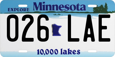 MN license plate 026LAE