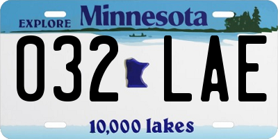 MN license plate 032LAE