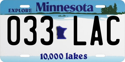 MN license plate 033LAC