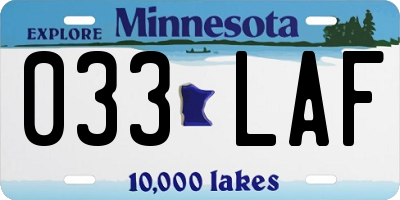 MN license plate 033LAF