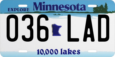 MN license plate 036LAD