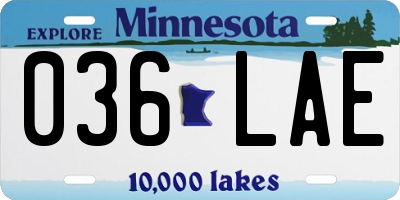 MN license plate 036LAE