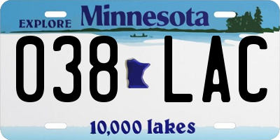 MN license plate 038LAC