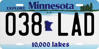 MN license plate 038LAD