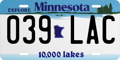 MN license plate 039LAC