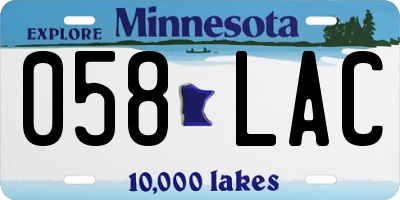 MN license plate 058LAC