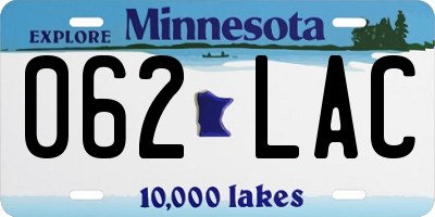 MN license plate 062LAC