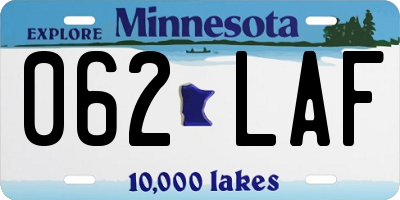 MN license plate 062LAF