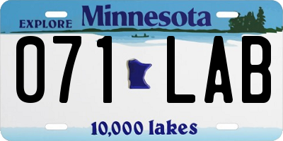 MN license plate 071LAB