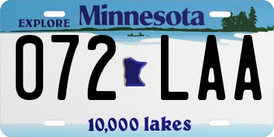 MN license plate 072LAA