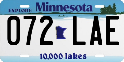 MN license plate 072LAE