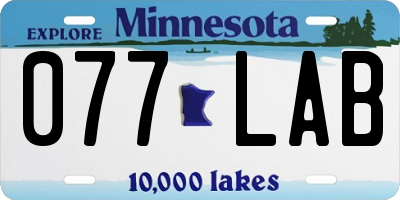 MN license plate 077LAB