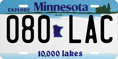 MN license plate 080LAC