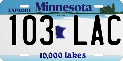 MN license plate 103LAC