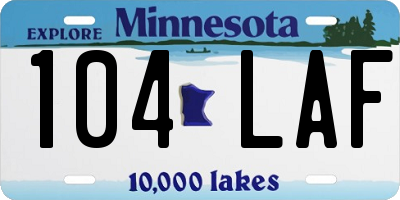 MN license plate 104LAF