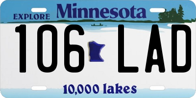 MN license plate 106LAD