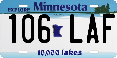 MN license plate 106LAF